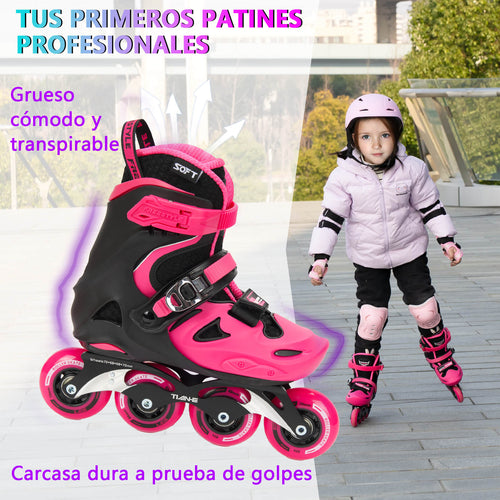 Patins em Linha Ajustáveis para Crianças e Adolescentes com Kit de Proteção