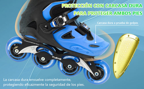 Patins em Linha Ajustáveis para Crianças e Adolescentes com Kit de Proteção
