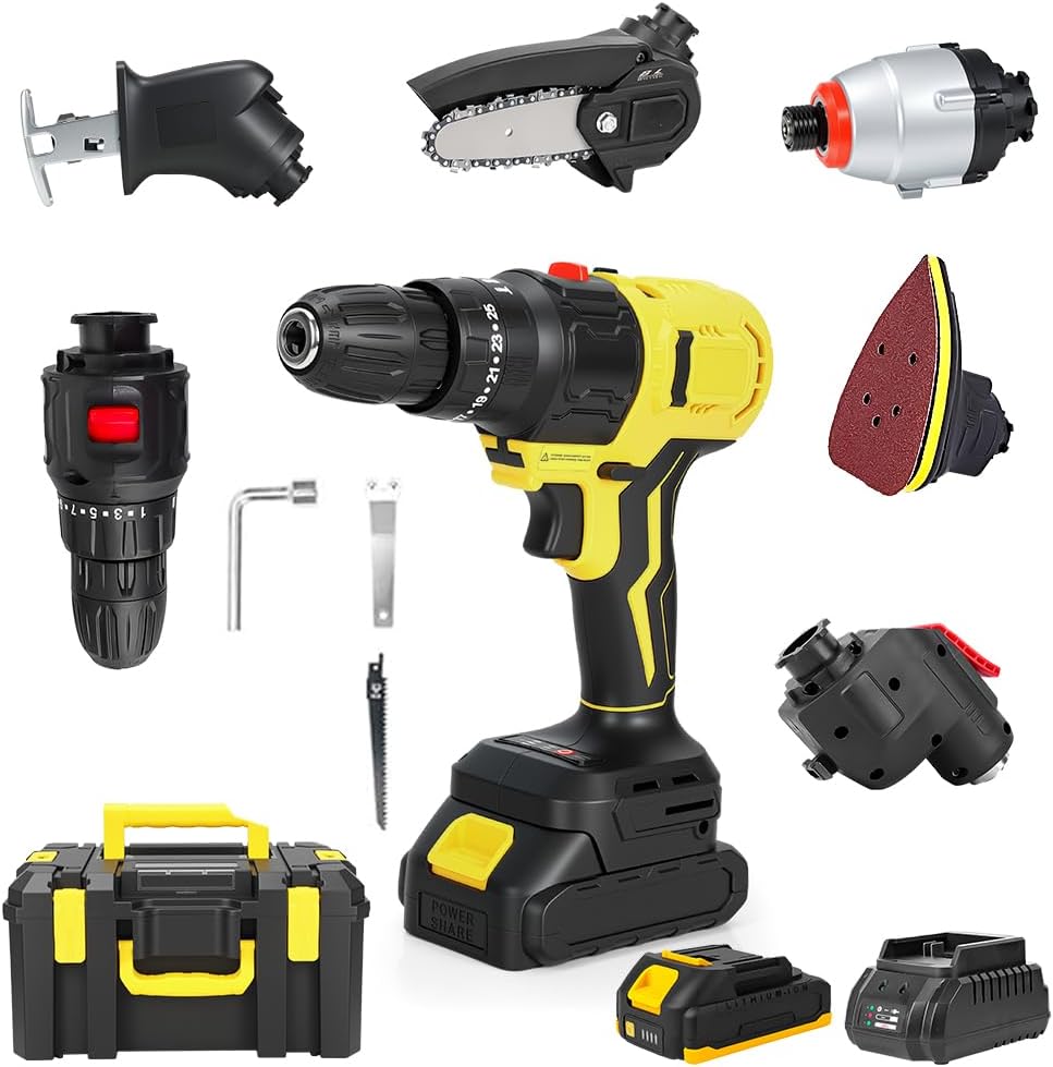 Kit de Ferramentas 6 em 1 Multifuncional Portátil, 21V Furadeira, Ferramentas Elétricas, Parafusadeira Furadeira Ferramentas Completa, Ferramentas Elétricas E Manuais-Bivolt