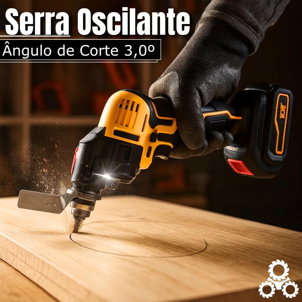 Kit Ferramentas Elétricas 6 em 1 Multifuncional 48V – Furadeira, Parafusadeira, Mini Motosserra, Lixadeira, Martelete, Esmerilhadeira + 2 Baterias Recarregáveis