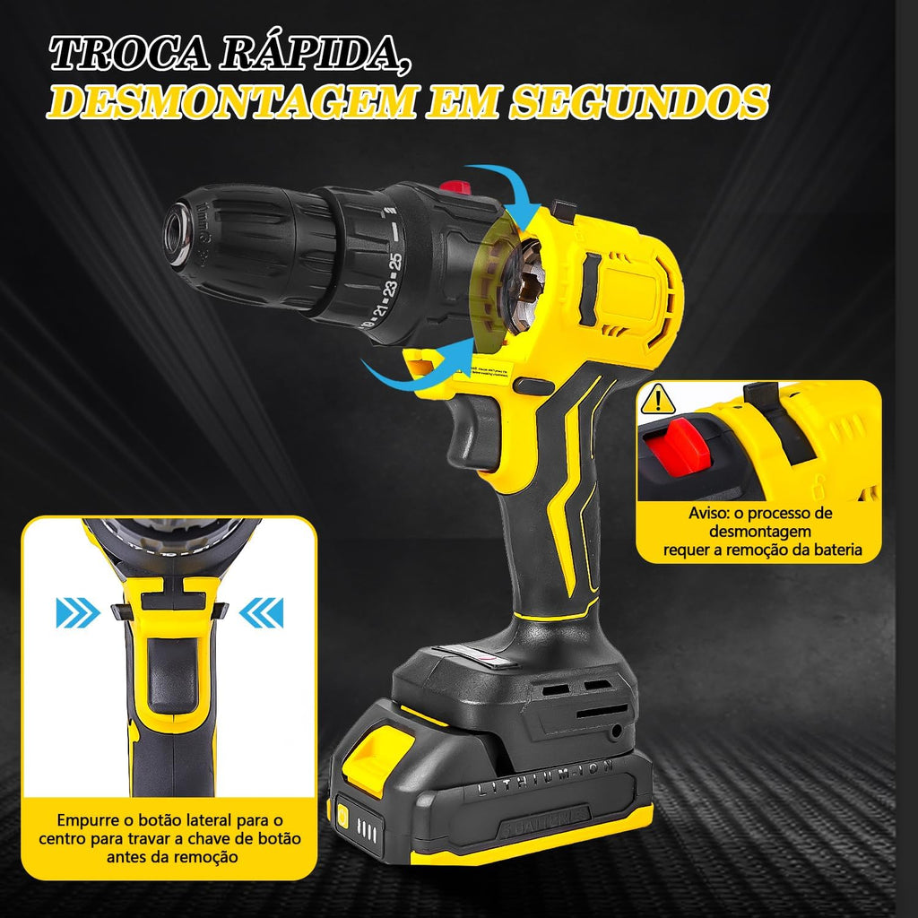 Kit de Ferramentas 6 em 1 Multifuncional Portátil, 21V Furadeira, Ferramentas Elétricas, Parafusadeira Furadeira Ferramentas Completa, Ferramentas Elétricas E Manuais-Bivolt