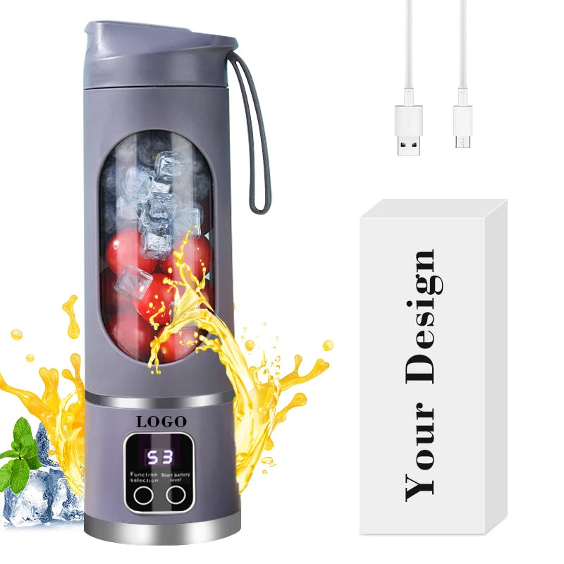 Liquidificador Portátil USB Recarregável – 450ml – 3 Velocidades – Ideal para Sucos e Vitaminas