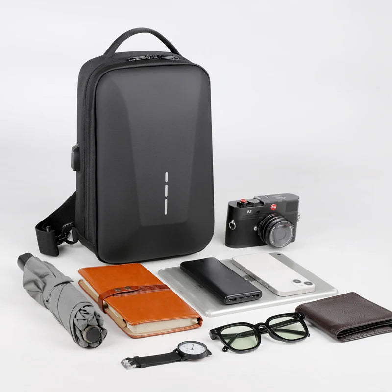 Bolsa Transversal Antifurto com Cadeado e Porta USB – Nylon Resistente