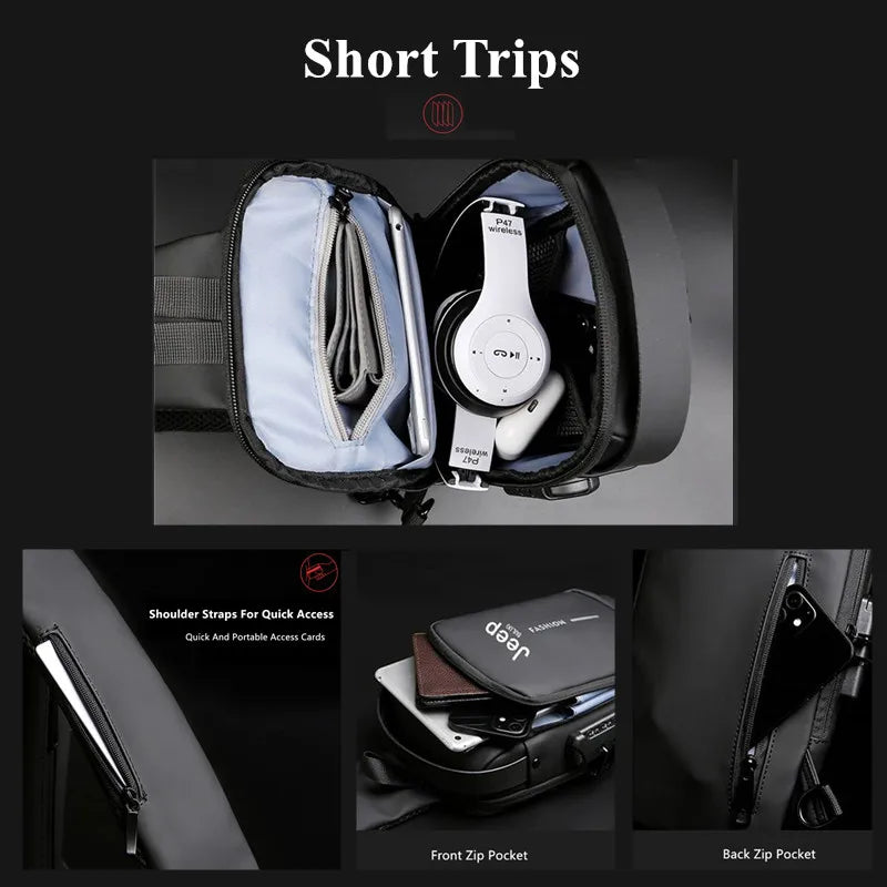 Bolsa Transversal Masculina Jeep Buluo – Nylon Antifurto – Vários Compartimentos