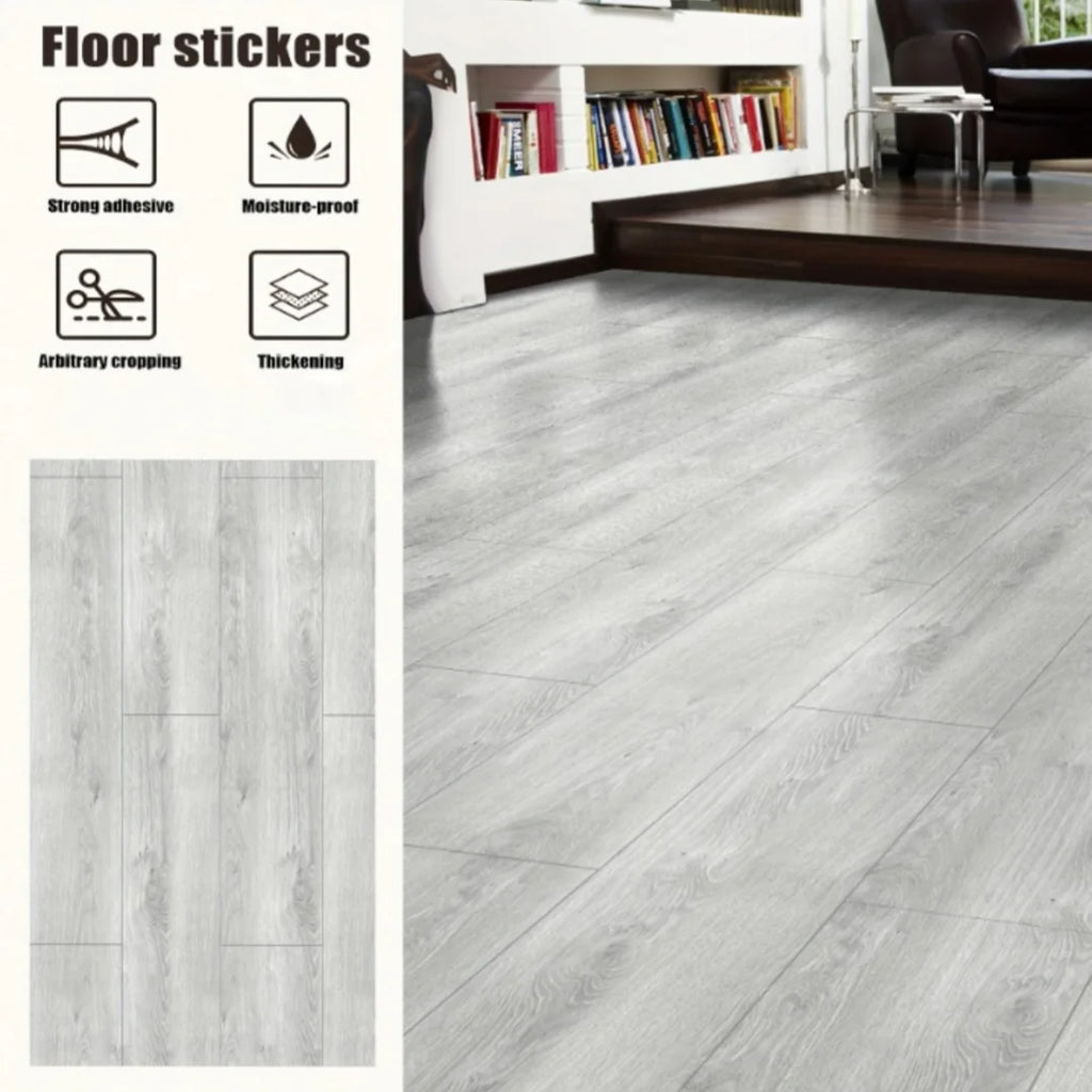 10Pcs 40x15cm PVC Floor Stickers Self-adhesive Stickers Waterproof Thickened Wood Grain Floor Stickers Stickers Living Room