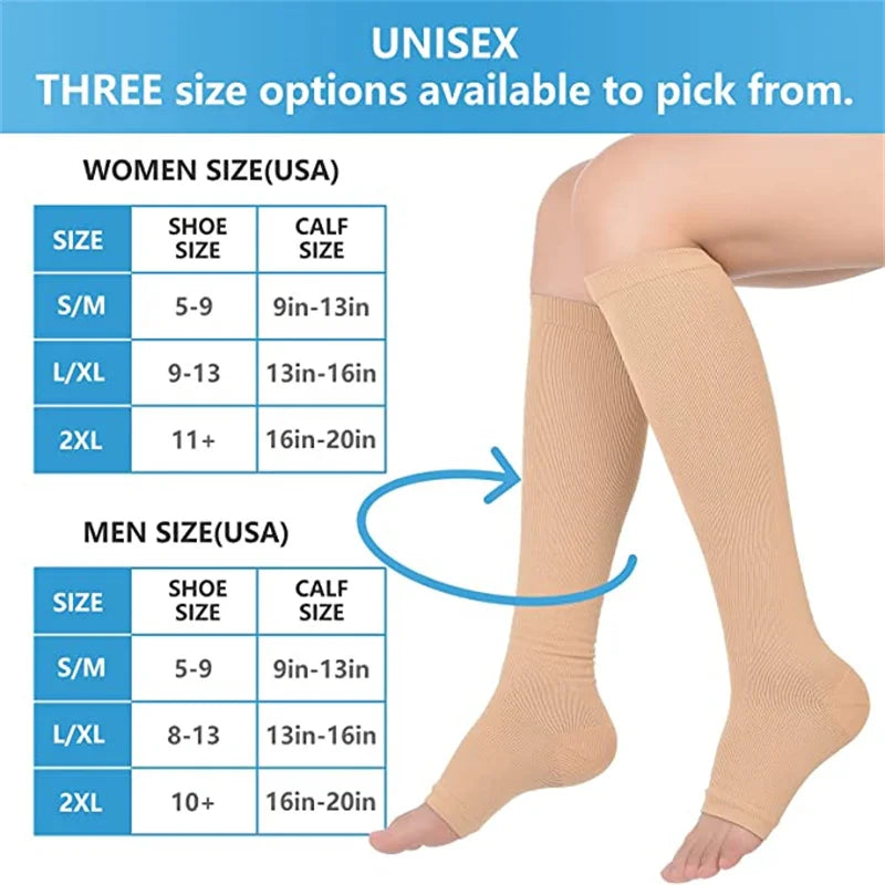 Meia de Compressão com Ziper – Unissex – Previne Varizes – Tamanhos S ao XXL