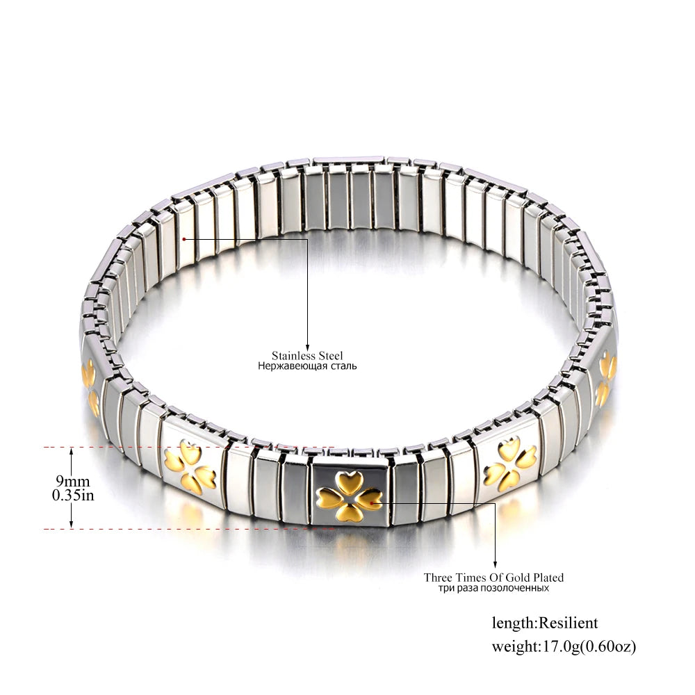 Pulseira Feminina Banhada a Ouro – Aço Inoxidável com Cristal – À Prova d'água