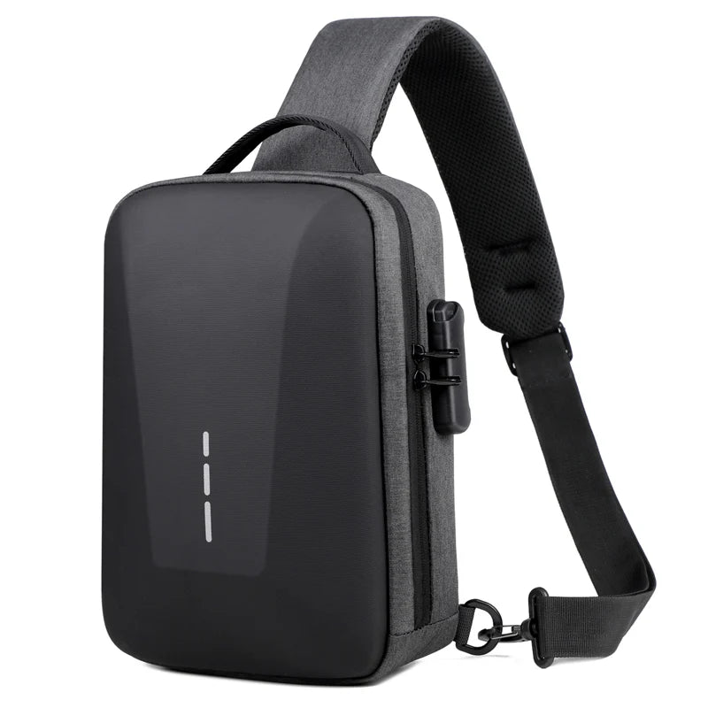 Bolsa Transversal Antifurto com Cadeado e Porta USB – Nylon Resistente