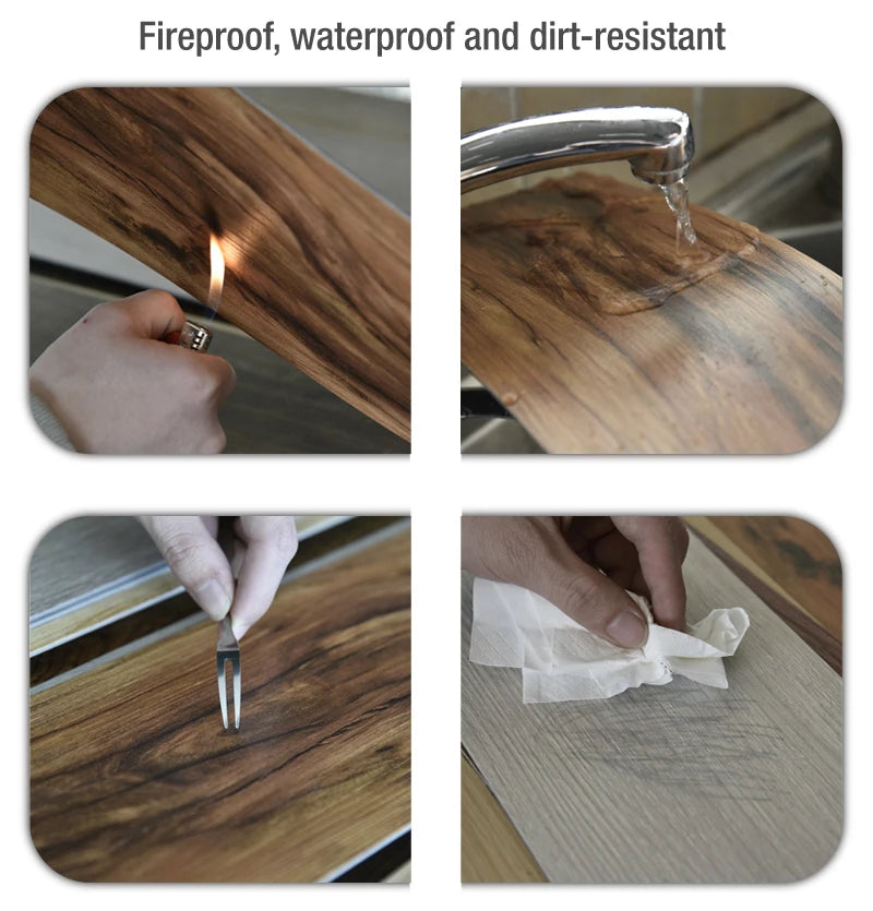 Self-adhesive Wood Grain Floor Wall Stickers PVC Wallpaper for Living Room Toilet Kitchen Home Floor Decor Waterproof Sticker