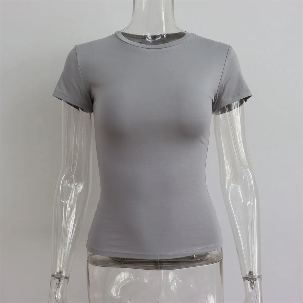 Kit 3 Camisetas Femininas Slim Fit Manga Curta Gola Redonda Y2k Vintage