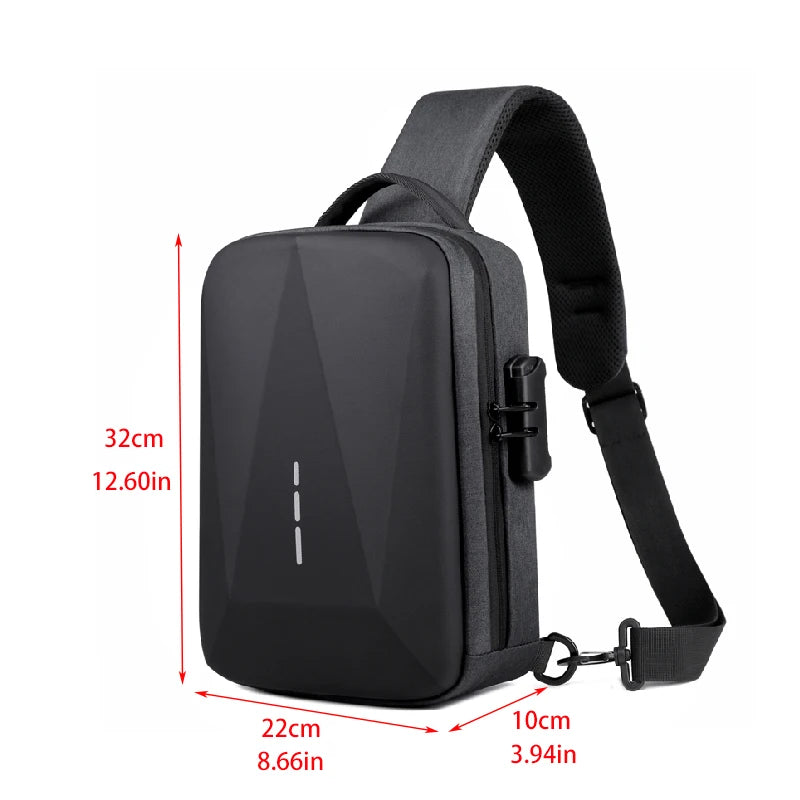 Bolsa Transversal Antifurto com Cadeado e Porta USB – Nylon Resistente