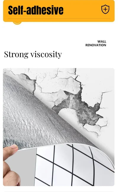 1 Roll Marble Thick Foam Imitation Tile Self-Adhesive Wallpaper Bedroom Living Room Decoration Bathroom Waterproof Wall Sticker