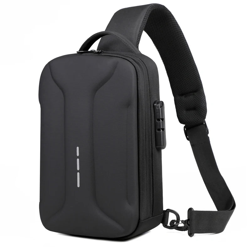 Bolsa Transversal Antifurto com Cadeado e Porta USB – Nylon Resistente