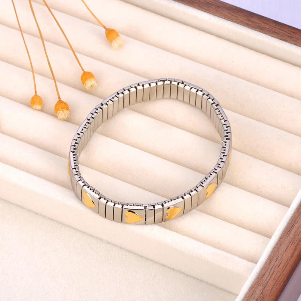 Pulseira Feminina Banhada a Ouro – Aço Inoxidável com Cristal – À Prova d'água