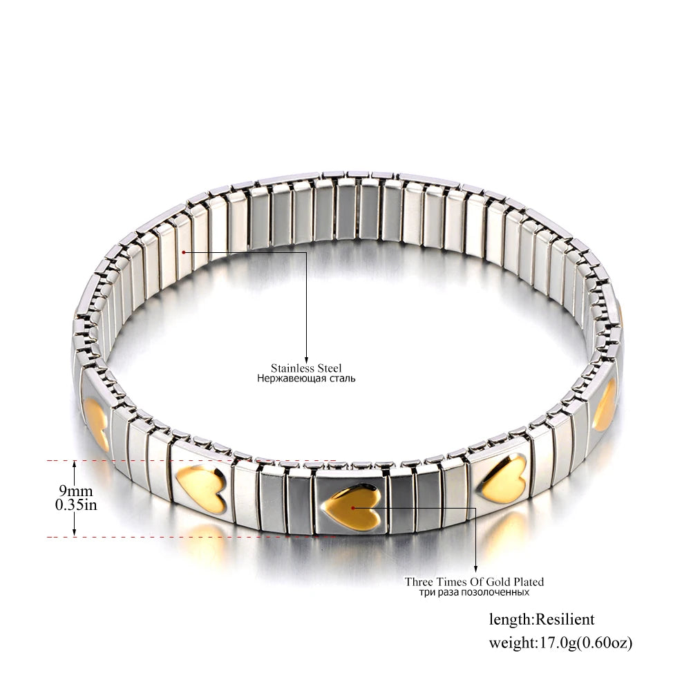 Pulseira Feminina Banhada a Ouro – Aço Inoxidável com Cristal – À Prova d'água
