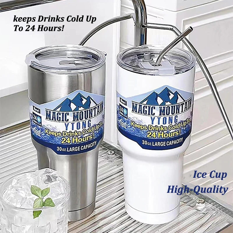 Garrafa Térmica Inox 900ml com Canudo – Isolamento a Vácuo – Ideal para Viagem e Uso Diário