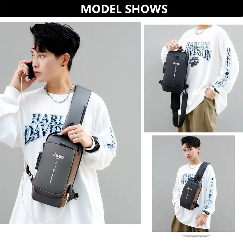 Bolsa Transversal Masculina Jeep Buluo – Nylon Antifurto – Vários Compartimentos