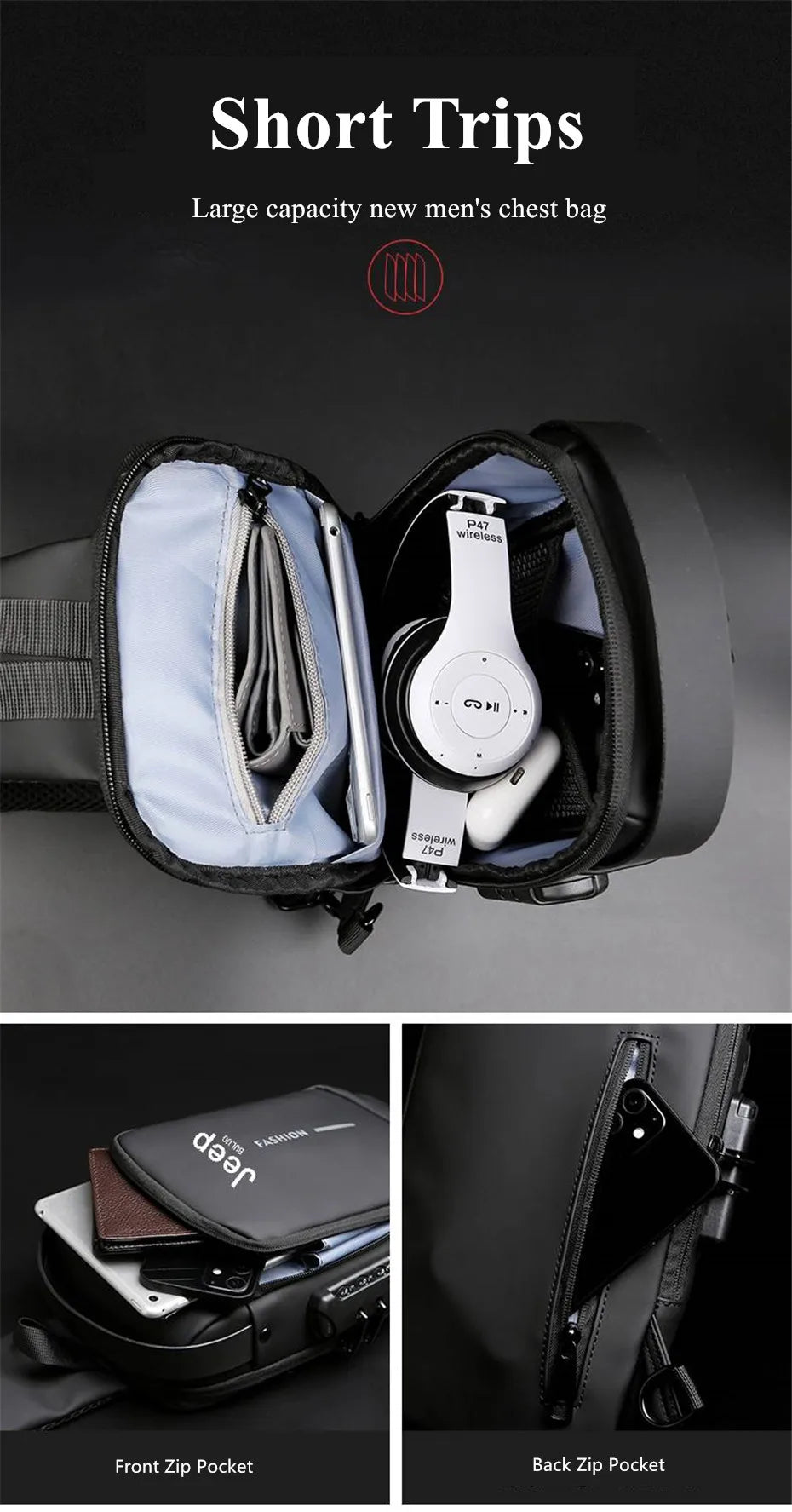 Bolsa Transversal Masculina Jeep Buluo – Nylon Antifurto – Vários Compartimentos