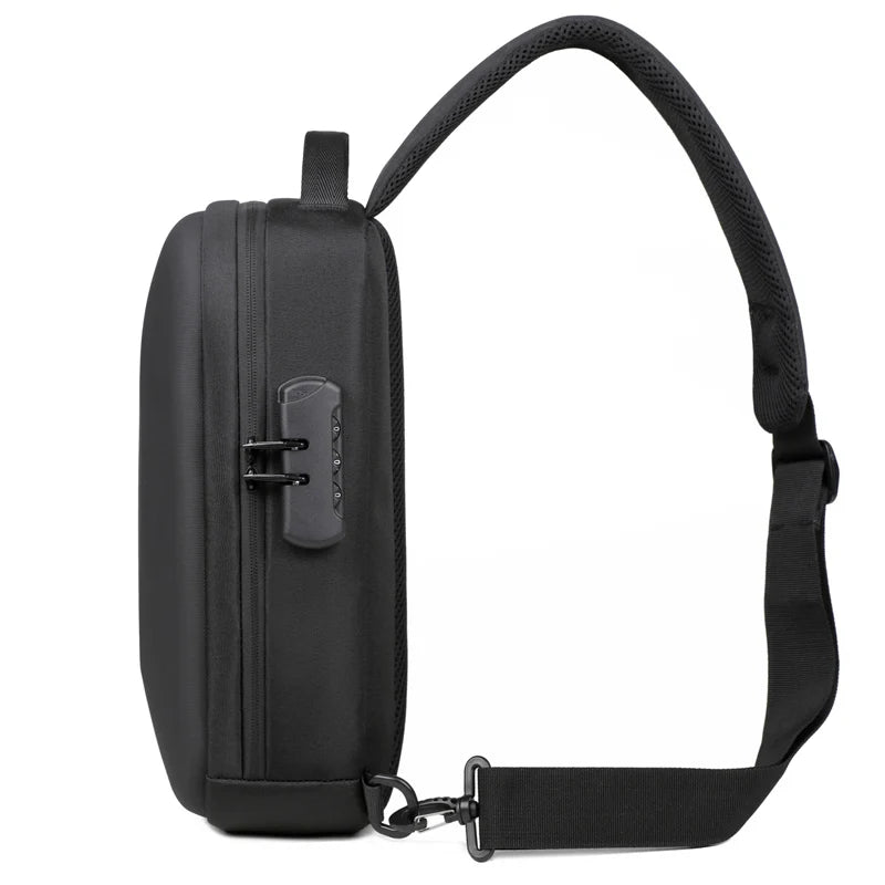 Bolsa Transversal Antifurto com Cadeado e Porta USB – Nylon Resistente