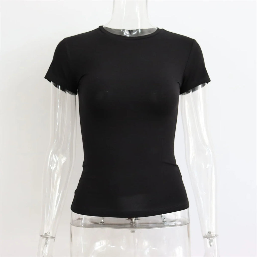 Kit 3 Camisetas Femininas Slim Fit Manga Curta Gola Redonda Y2k Vintage