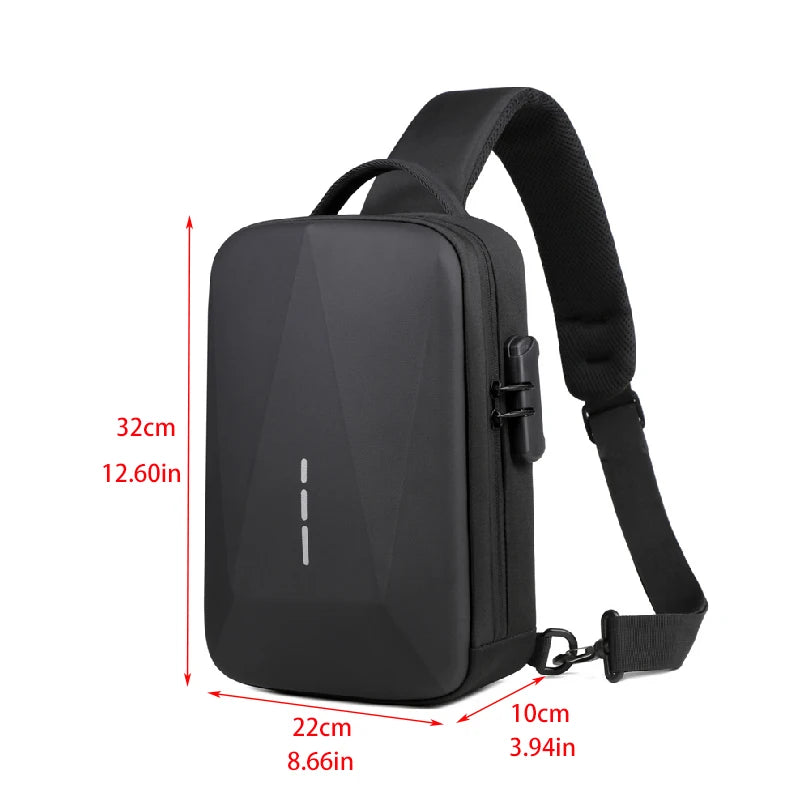 Bolsa Transversal Antifurto com Cadeado e Porta USB – Nylon Resistente
