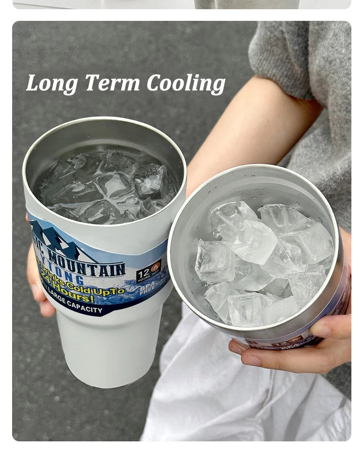 Garrafa Térmica Inox 900ml com Canudo – Isolamento a Vácuo – Ideal para Viagem e Uso Diário