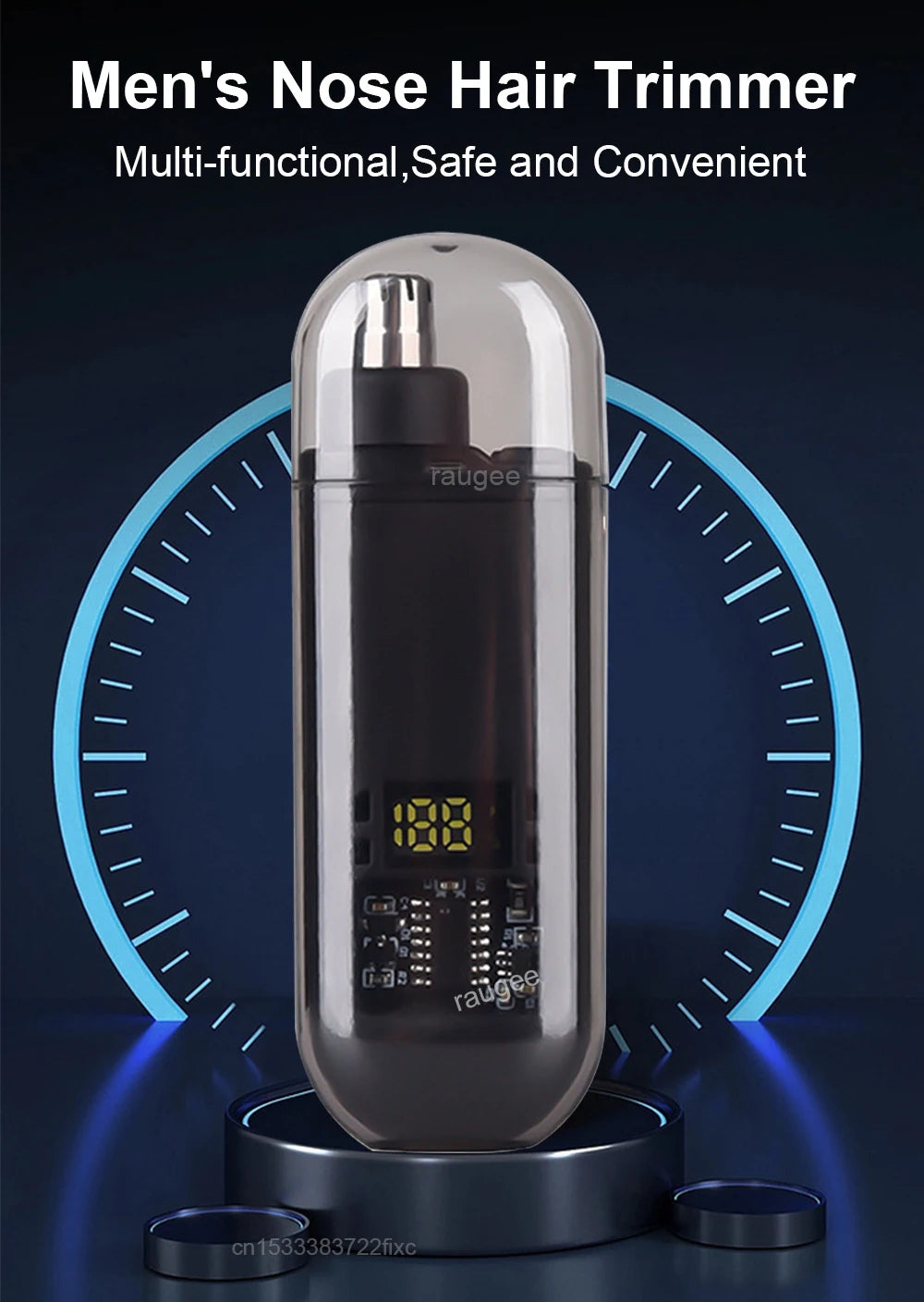 Aparador de Pelos Nasal Elétrico Recarregável – Lâmina Dupla Inox – IPX7 – Display LED