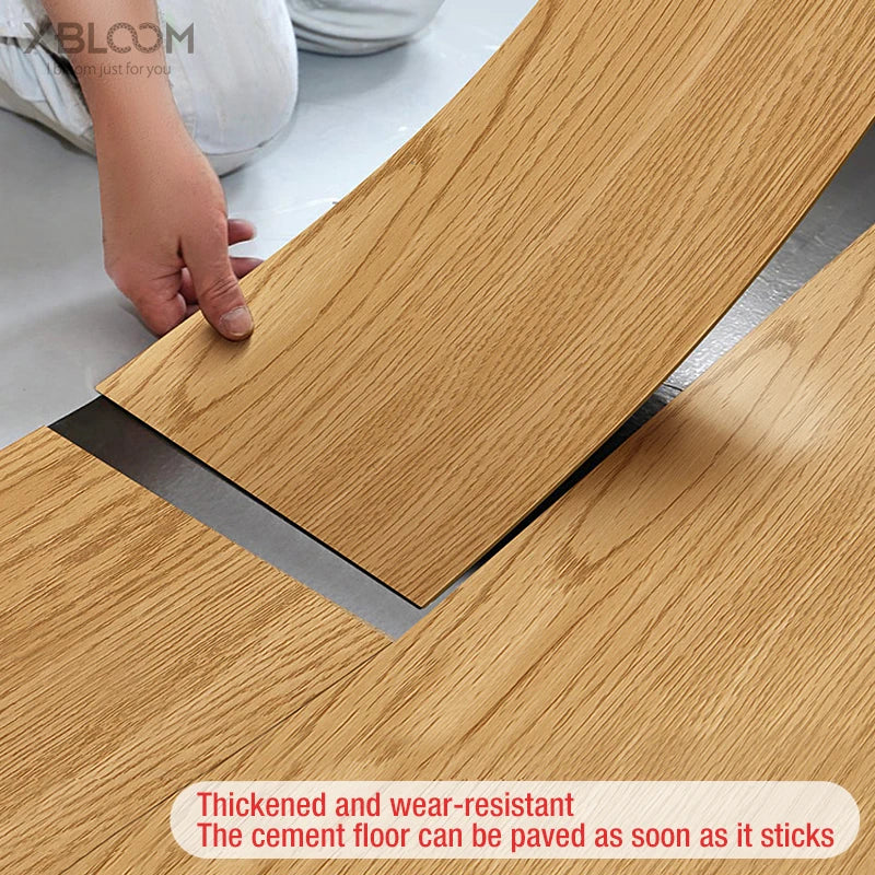 Self-adhesive Wood Grain Floor Wall Stickers PVC Wallpaper for Living Room Toilet Kitchen Home Floor Decor Waterproof Sticker