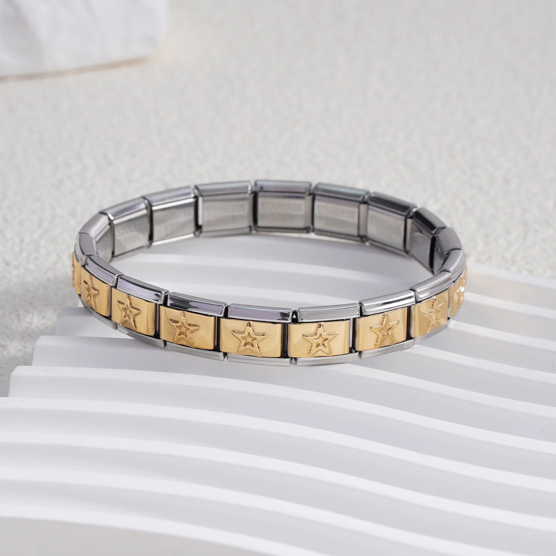 Pulseira Modular Estrelas 9mm – Aço Inox – Unissex – DIY – Moda e Presentes
