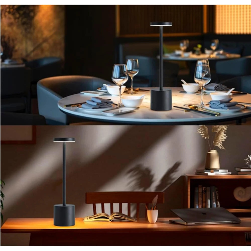 Luminária de Mesa Portátil Sem Fio – Recarregável – 3 Cores – Design Minimalista