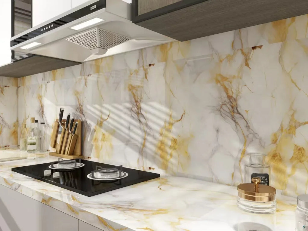 Marble Patterned Wallpaper for Kitchen Dining Room Waterproof and Oil Resistant Home Decoration Background Stickers Wallpaper