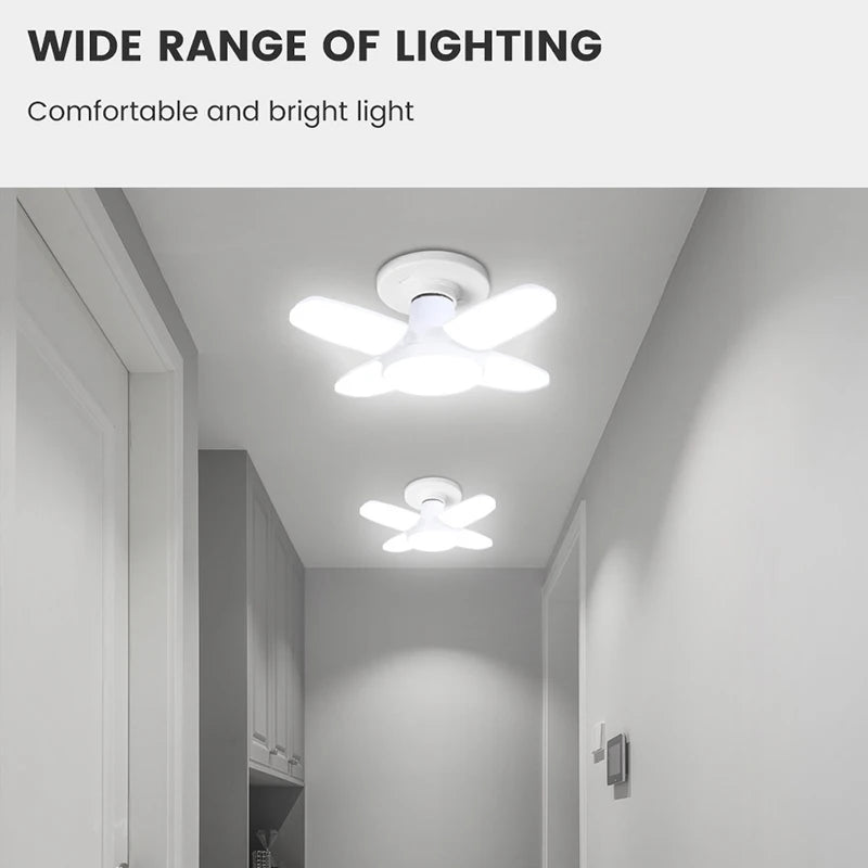 Lâmpada LED Dobrável E27 28W – Luz Branca 6500K – Para Teto e Garagem