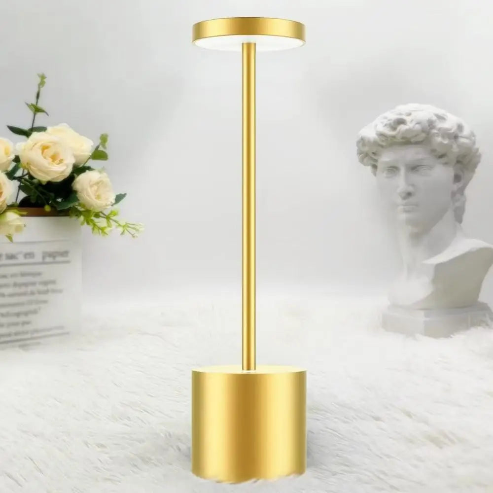 Luminária de Mesa LED Recarregável USB – 3 Cores – Dimmer – Corpo Metálico