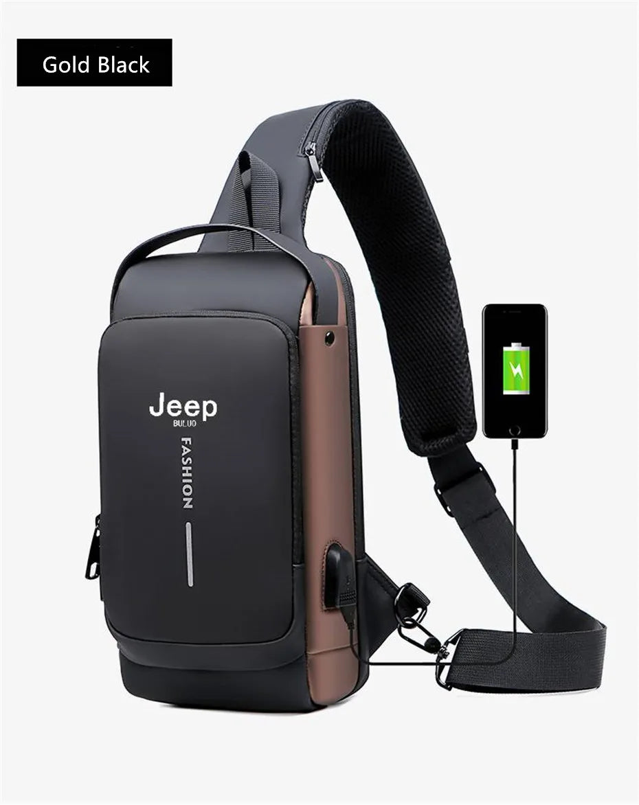 Bolsa Transversal Masculina Jeep Buluo – Nylon Antifurto – Vários Compartimentos