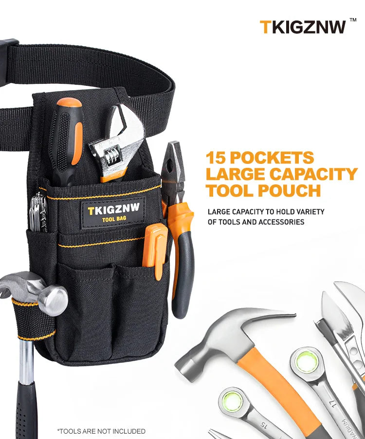 Bolsa de Ferramentas Profissional com Cinto – 6 Bolsos e 9 Suportes para Chaves