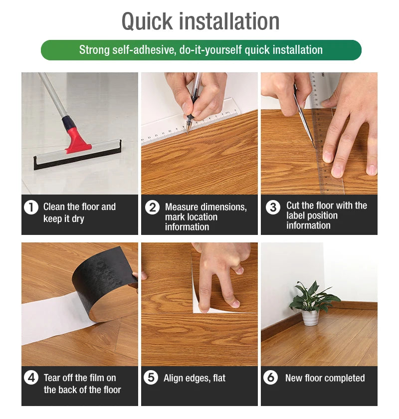 Self-adhesive Wood Grain Floor Wall Stickers PVC Wallpaper for Living Room Toilet Kitchen Home Floor Decor Waterproof Sticker