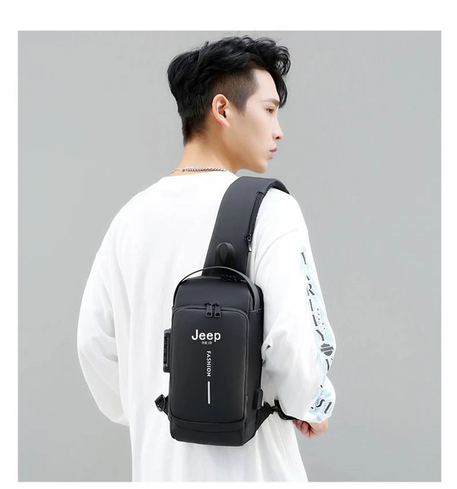 Bolsa Transversal Masculina Jeep Buluo – Nylon Antifurto – Vários Compartimentos