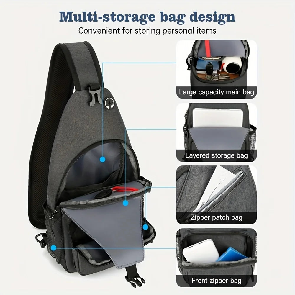 Mochila Transversal Leve Unissex – Bolsa de Ombro para Trilha e Viagem