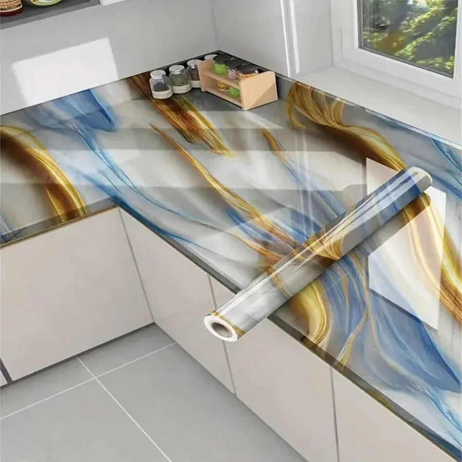 Marble Patterned Wallpaper for Kitchen Dining Room Waterproof and Oil Resistant Home Decoration Background Stickers Wallpaper