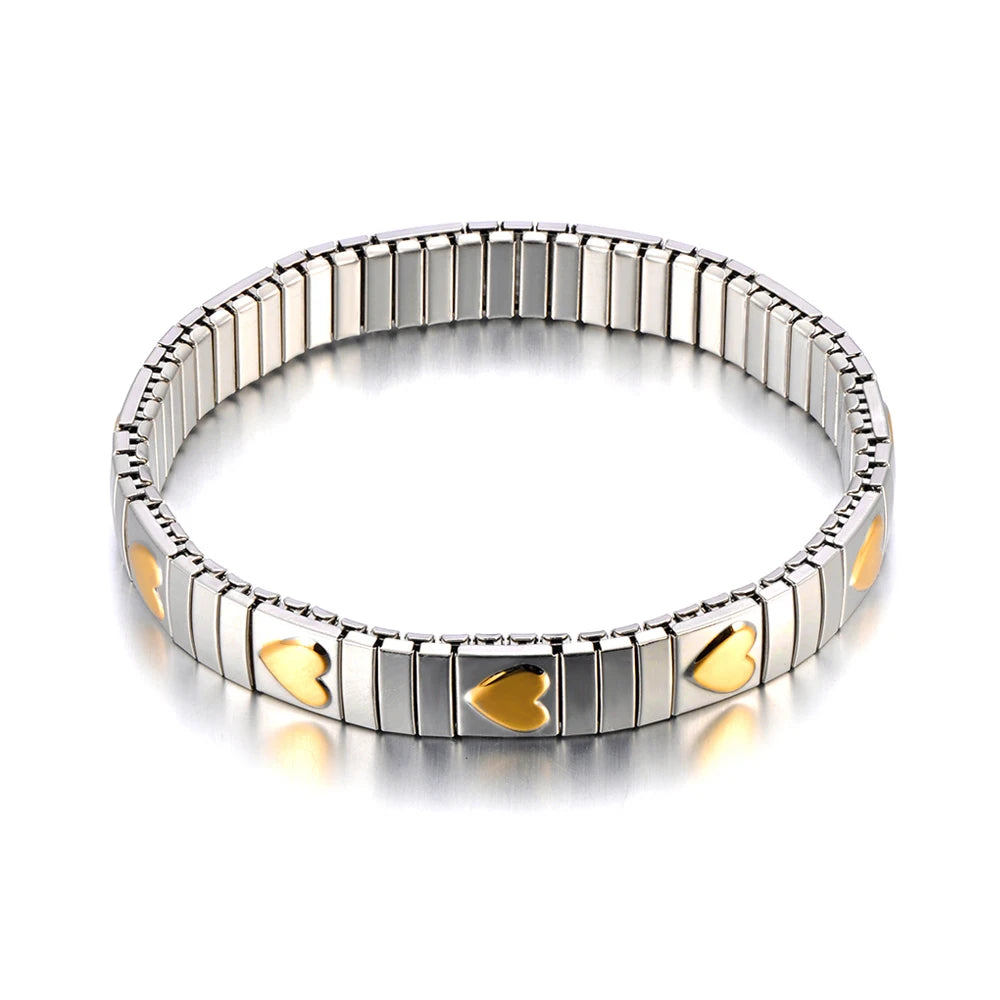 Pulseira Feminina Banhada a Ouro – Aço Inoxidável com Cristal – À Prova d'água