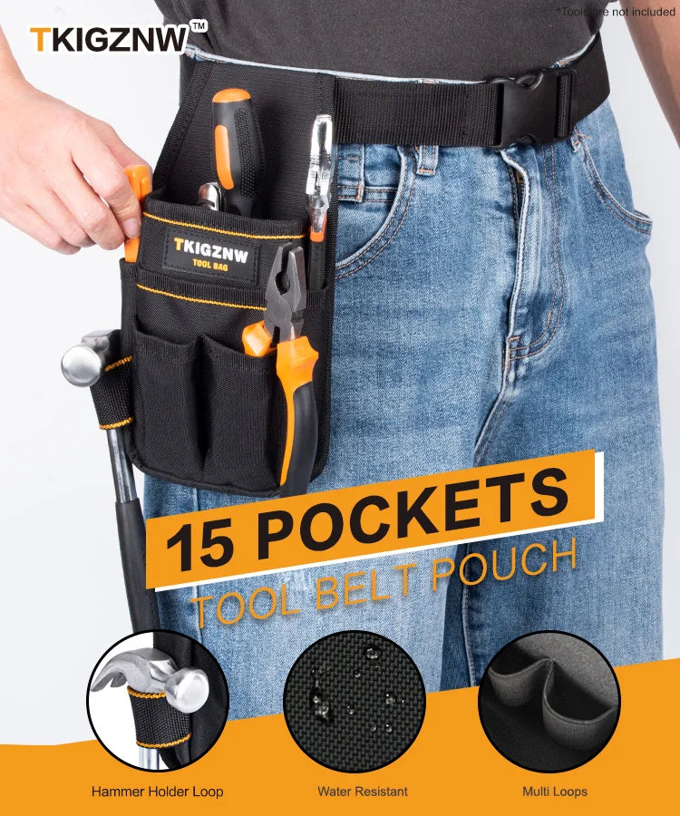 Bolsa de Ferramentas Profissional com Cinto – 6 Bolsos e 9 Suportes para Chaves