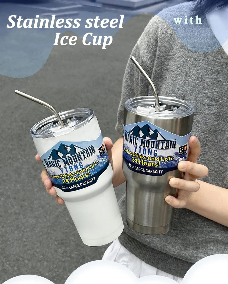 Garrafa Térmica Inox 900ml com Canudo – Isolamento a Vácuo – Ideal para Viagem e Uso Diário