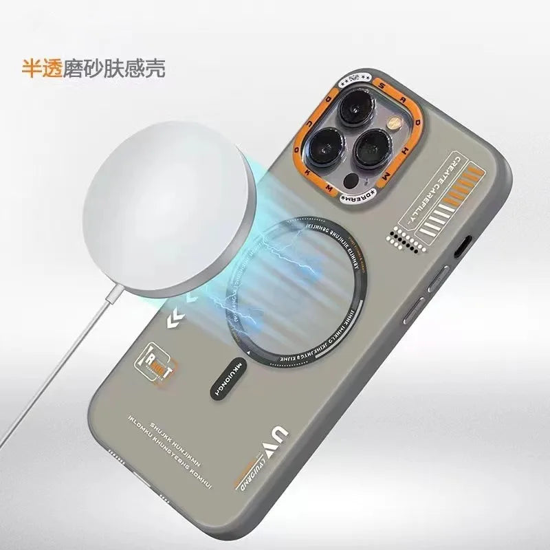 Matte Magnetic Phone Case For iPhone  16 15 13 12 14 Pro Max Magsafe Wireless Charge Frosted Back Metal Lens Frame Buttons Cover