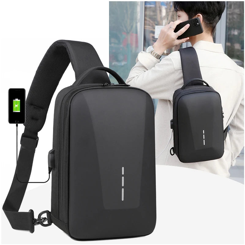 Bolsa Transversal Antifurto com Cadeado e Porta USB – Nylon Resistente