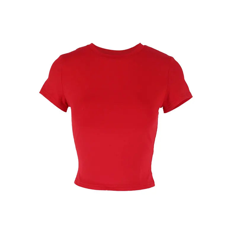Sexy Women's T-shirt Solid New Summer Streetwear Fashion O-Neck Short Sleeve Top Simple Basic Versatile Lady Casual Slim T-shirt