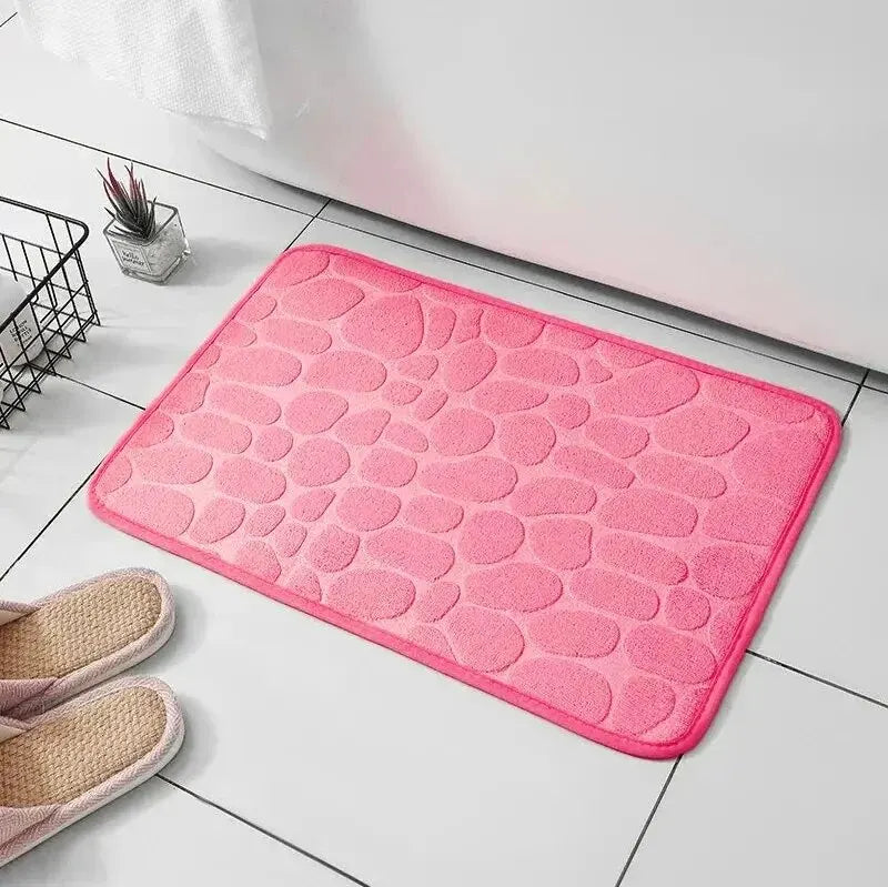 Tapete de Microfibra com Efeito Pedras – Espuma de Memória – Antiderrapante – Banheiro e Sala