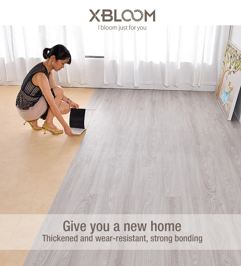 Self-adhesive Wood Grain Floor Wall Stickers PVC Wallpaper for Living Room Toilet Kitchen Home Floor Decor Waterproof Sticker