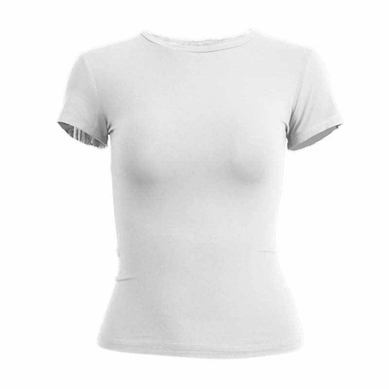 Camiseta Feminina Slim Fit Manga Curta – Gola Redonda – Estilo Y2K