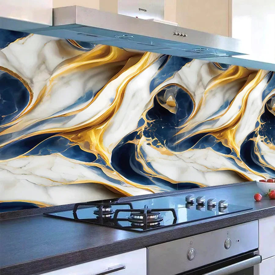 Marble Patterned Wallpaper for Kitchen Dining Room Waterproof and Oil Resistant Home Decoration Background Stickers Wallpaper