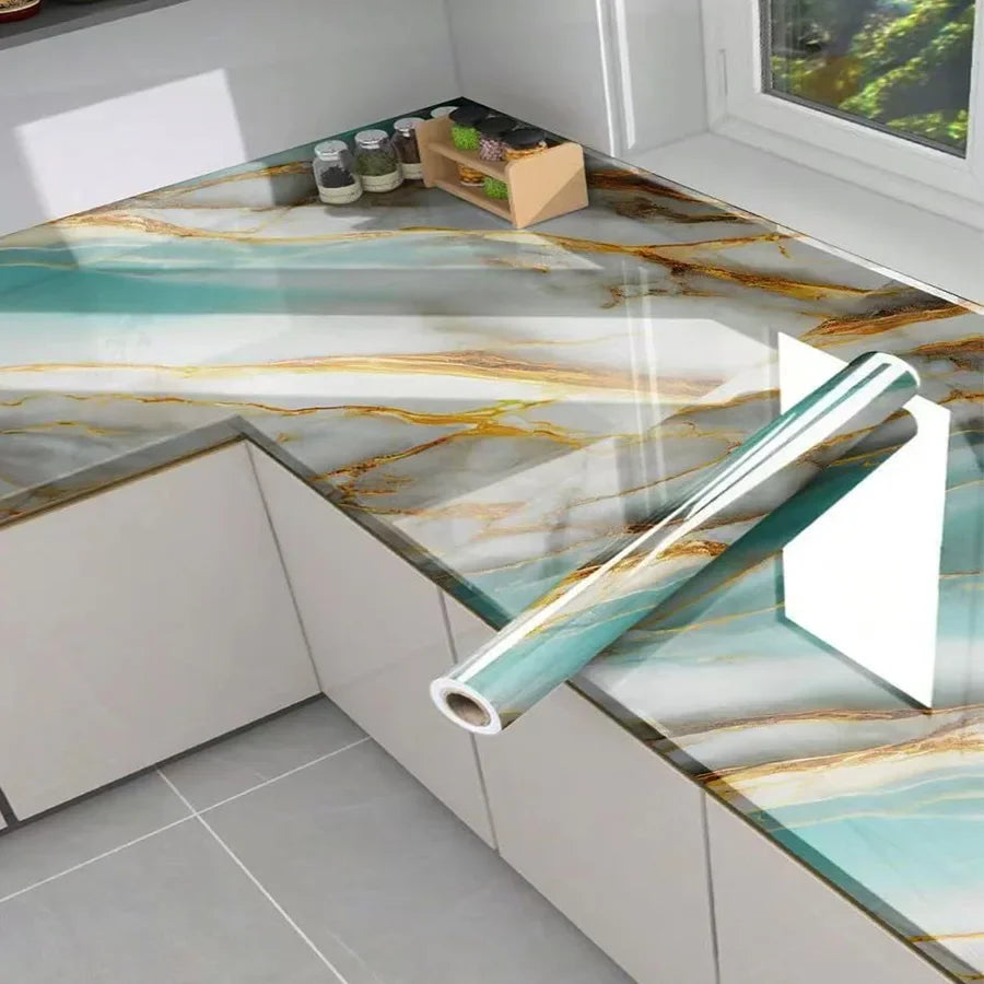 Marble Patterned Wallpaper for Kitchen Dining Room Waterproof and Oil Resistant Home Decoration Background Stickers Wallpaper